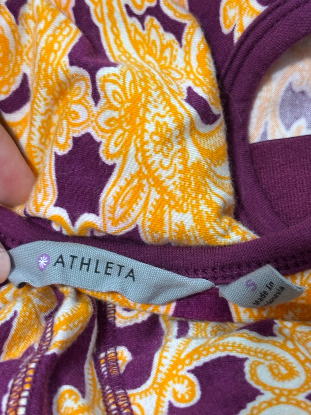 Athleta Printed Tee Maxi Dress, Raspberry Brocade Dip Dye Ombre, Size Small - Picture 6 of 8